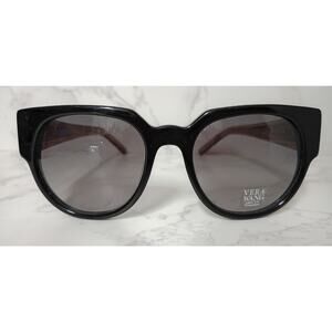 VERA WANG Zoya Glossy Black with Gold Logo Arm Sunglasses - NWT